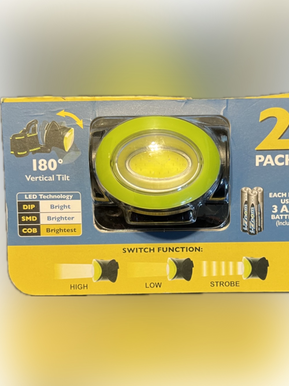 🔴New Compact LED Clip Light Tilt Lime Green 200 Lumens Uses AAA Batteries